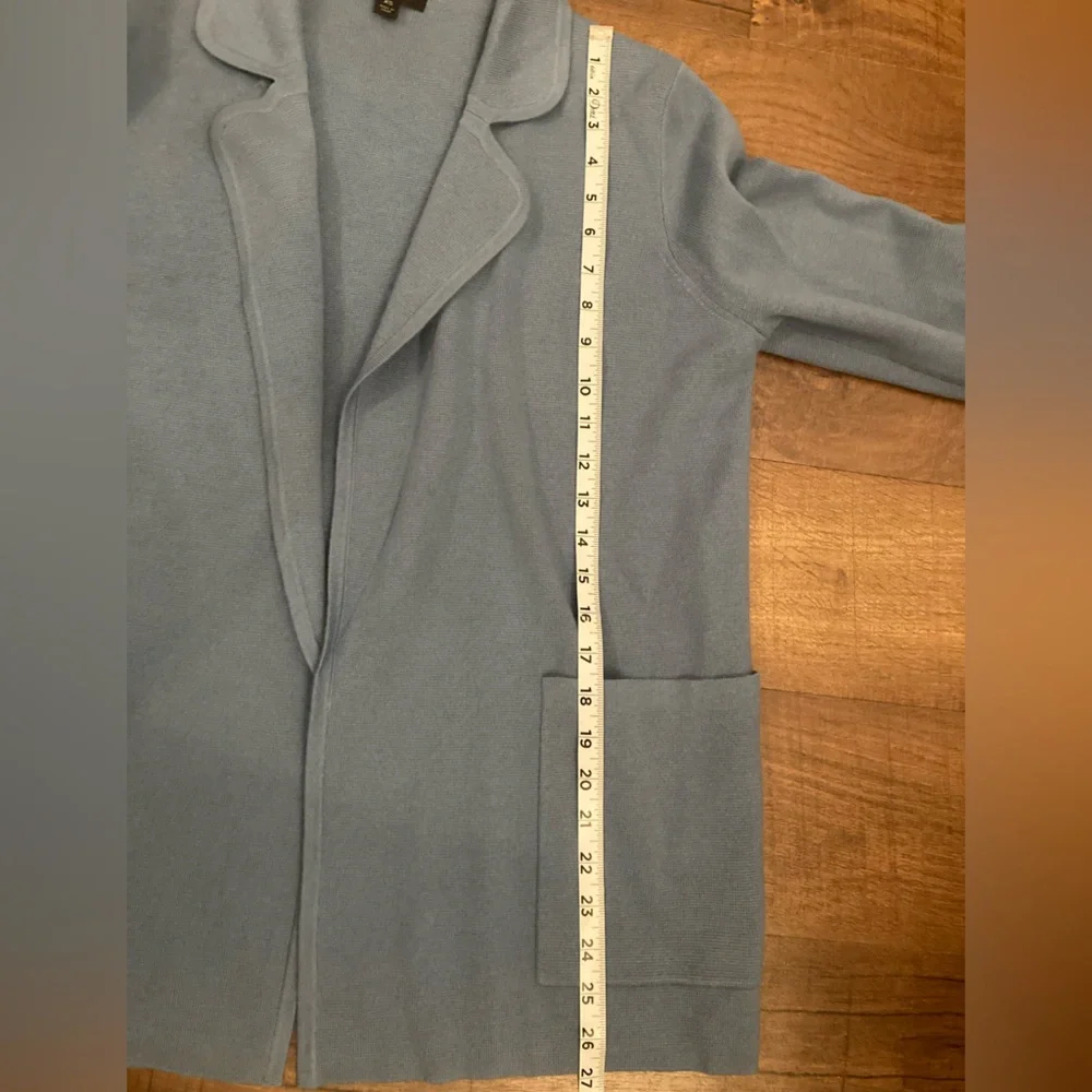 J.Crew Eloise Sweater-Blazer Jacket Cardigan Dusty Blue Merino Wool Blend EUC XS